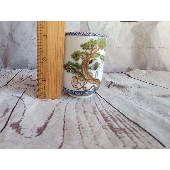 Kinuko Yamabe Limited Hand Painted Porcelain Tea Sake Cup Birds Japan 1985 - Picture 6 of 6